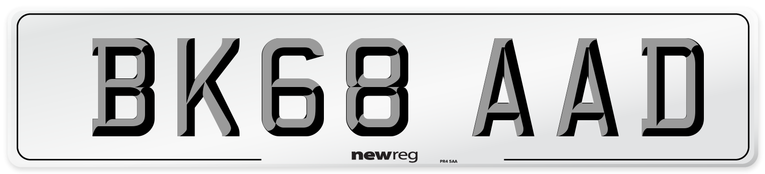 BK68 AAD Number Plate from New Reg